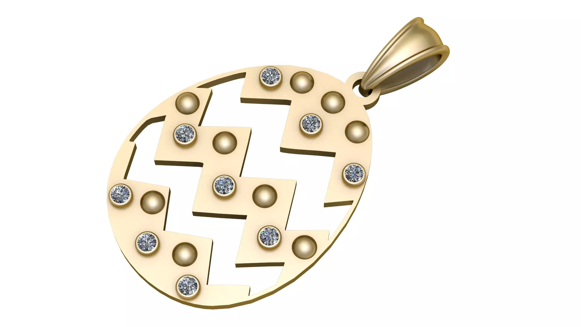 Diamond 14K Gold Artisan Pendant 3D print model