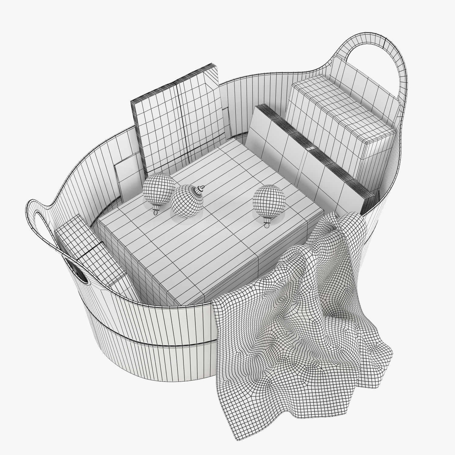 pottery barn hayes leather storage basket 3D model CGTrader