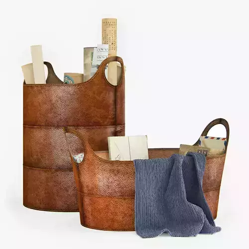 pottery barn hayes leather storage basket