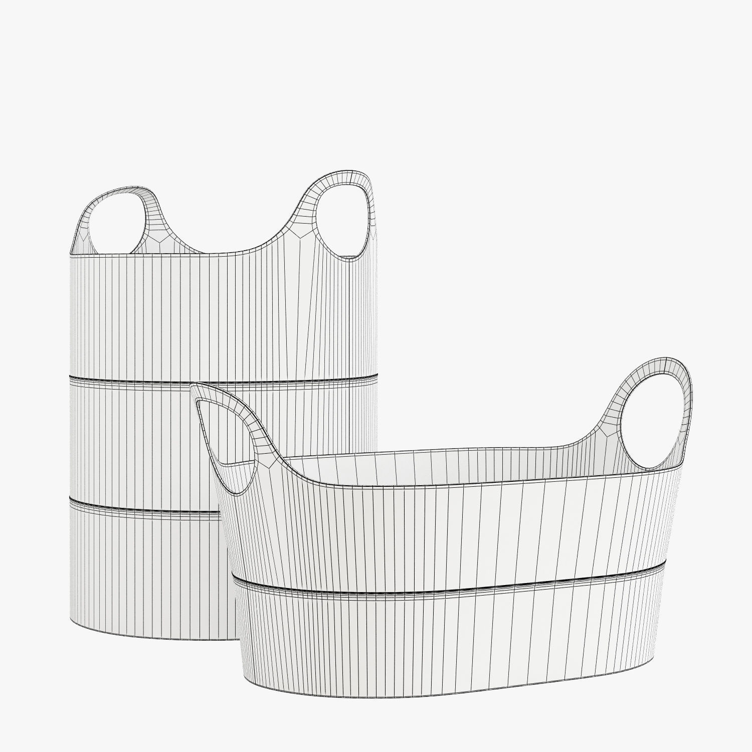 pottery barn hayes leather storage basket 3D model CGTrader