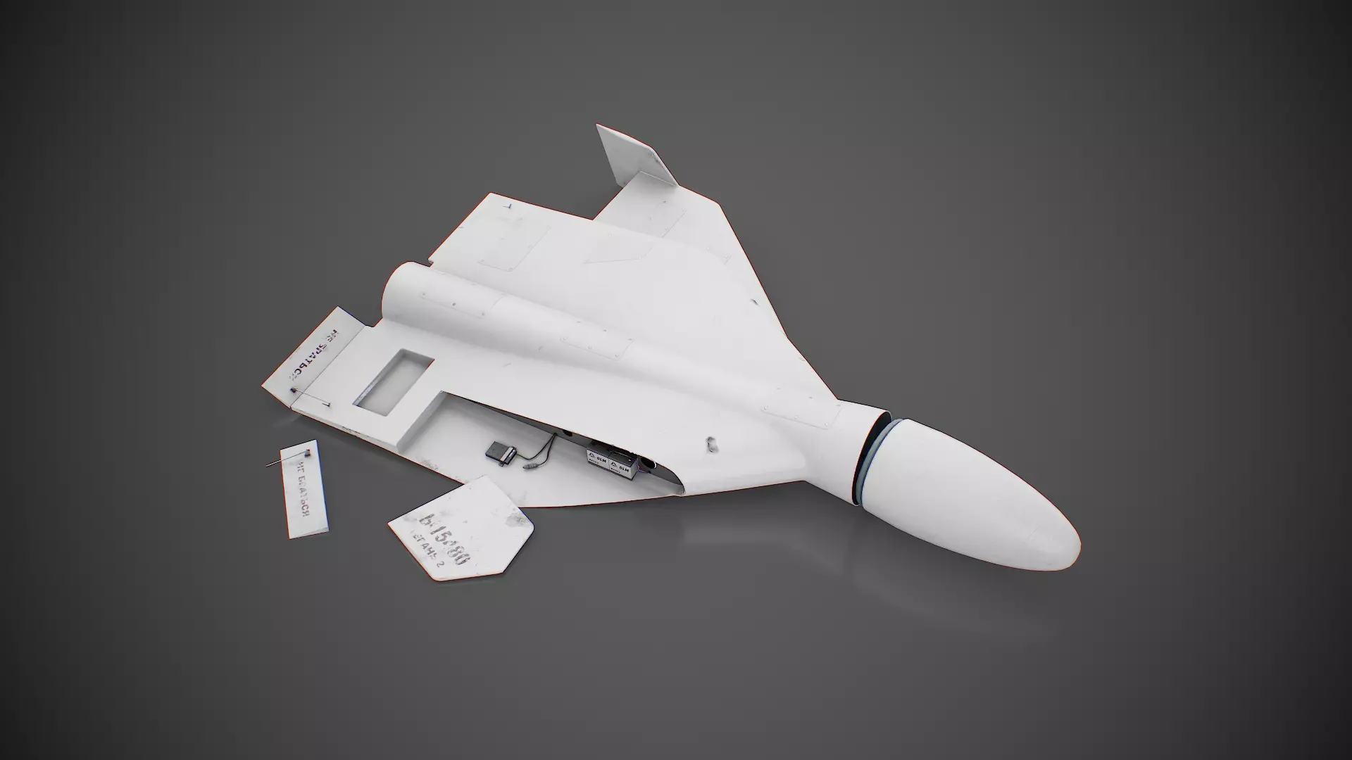 crashed Shahed-136 kamikaze drone after its fall Low-poly 3D model