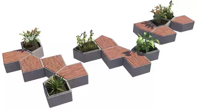 Modular Hexagon Planter Outdoor Bench