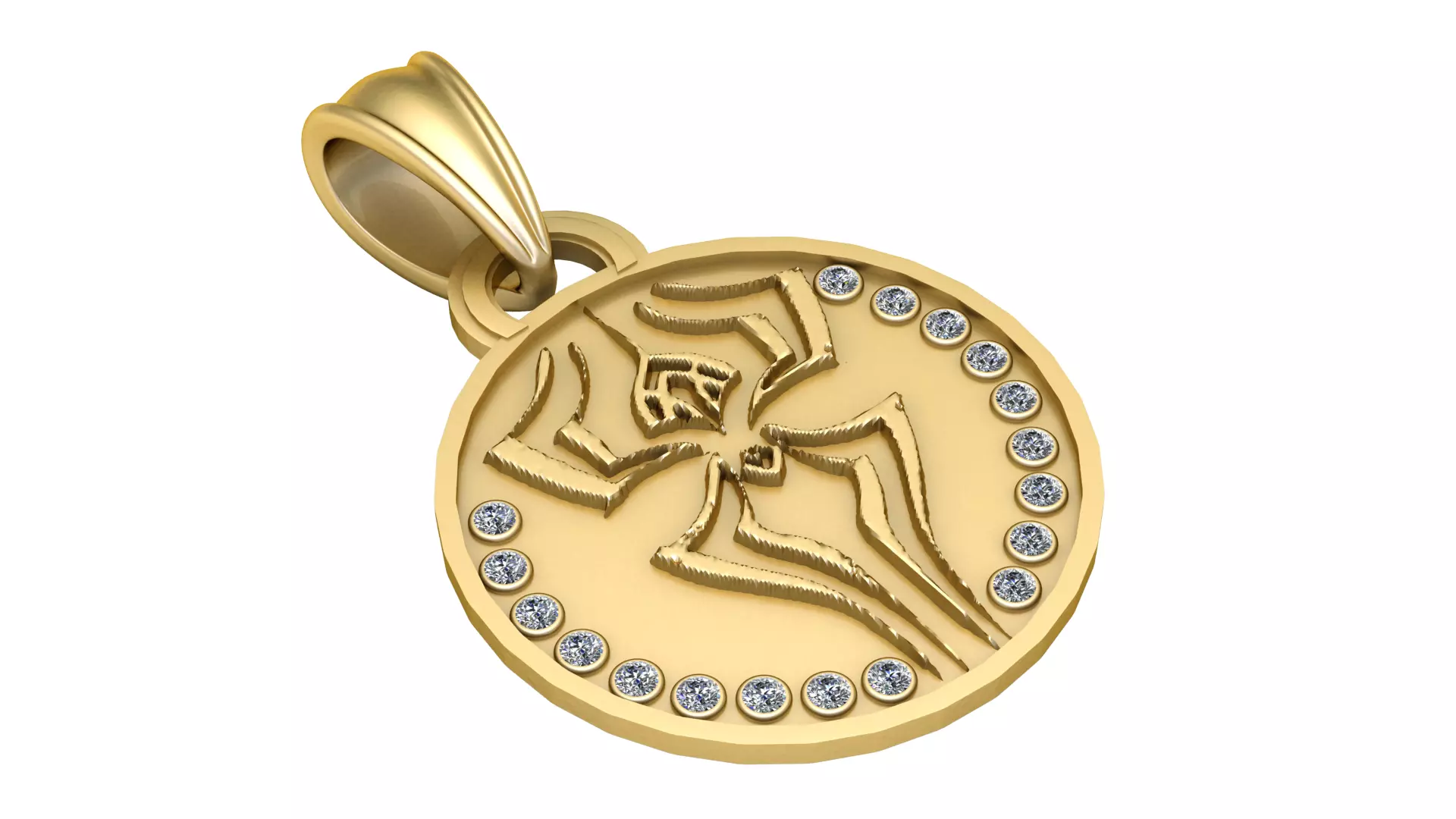 Spider Medallion Pendant with Stone Border 3D print model