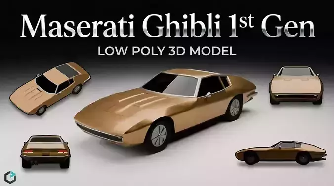 Maserati Ghibli 1st gen Low-Poly Game-ready