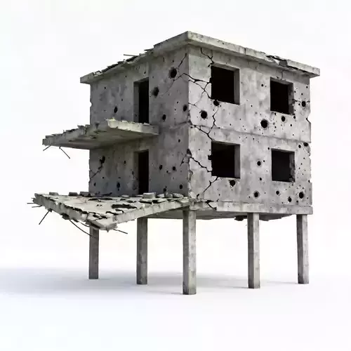 The War-Torn Shell Realistic Ruined Building 3D Model