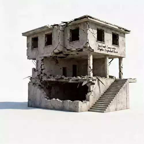 The Urban Fortress Realistic Ruined Building 3D Model