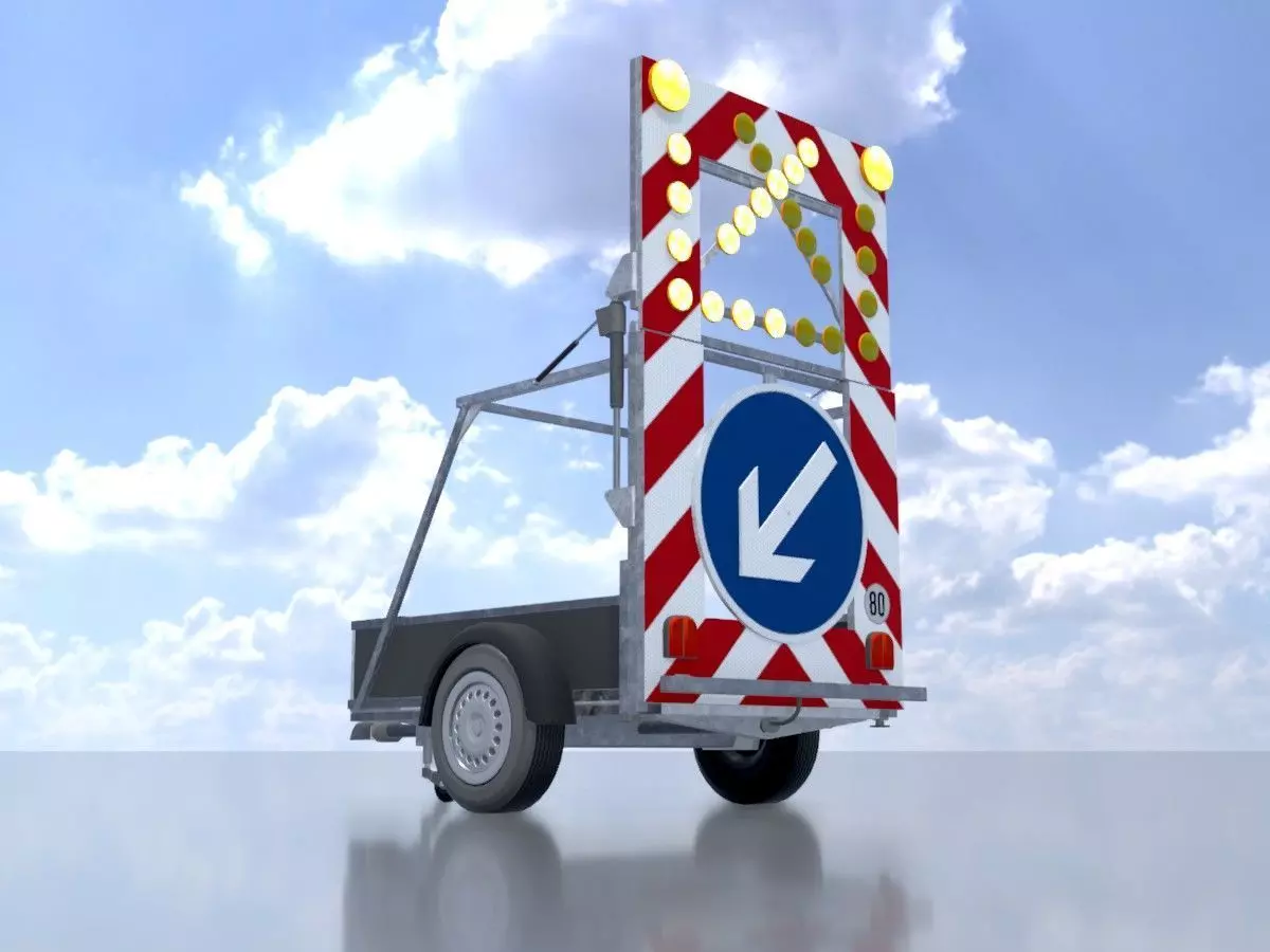 Traffic sign 616-30 Mobile barrier sign left 3600x2200 Low-poly 3D model