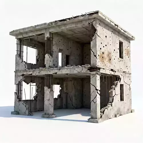 The Concrete Carcass Realistic Ruined Building 3D Model