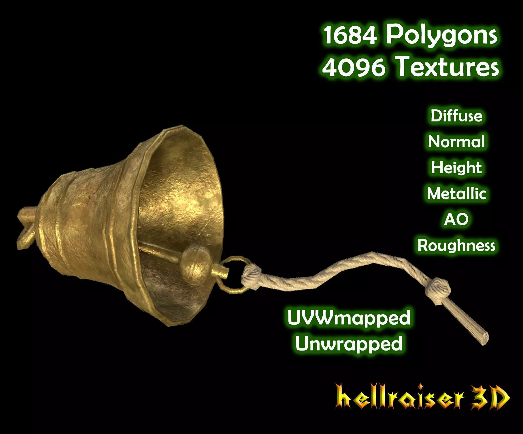 Bell - PBR - Textured Low-poly 3D model_0