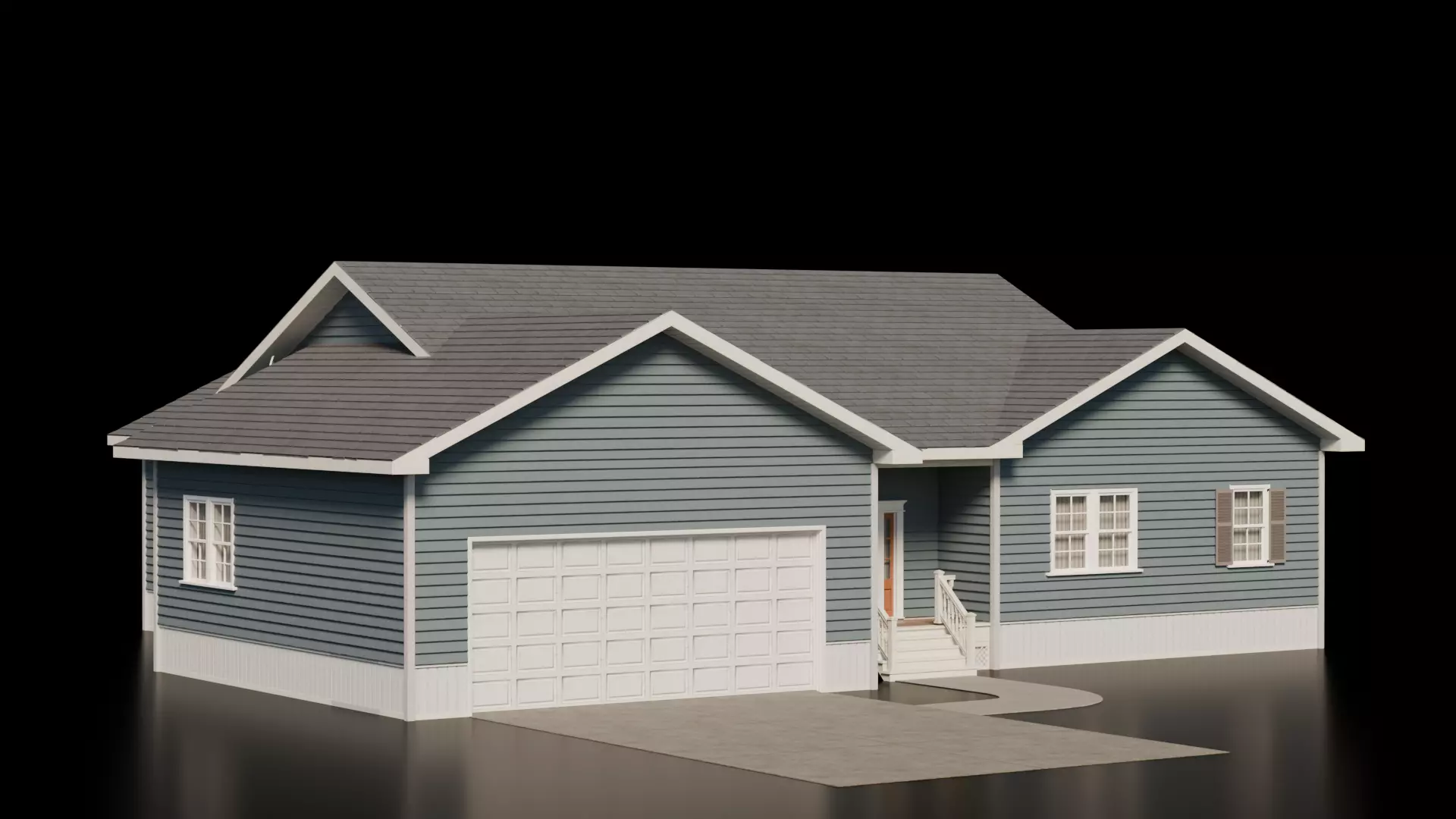 American Cottage House 7 Low-poly 3D model