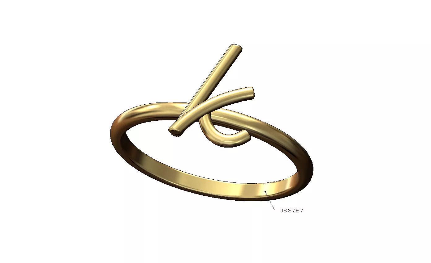 K letter initial 3d lowercase wire stacker ring 3D print model