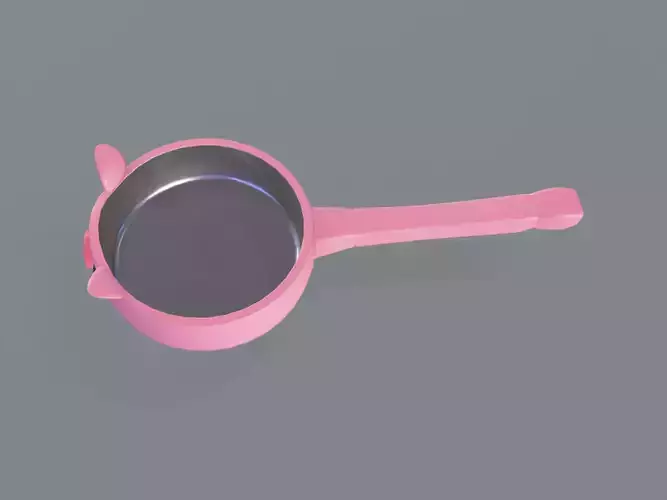Cartoon Pig Frying Pan  Low-poly 3D model 5