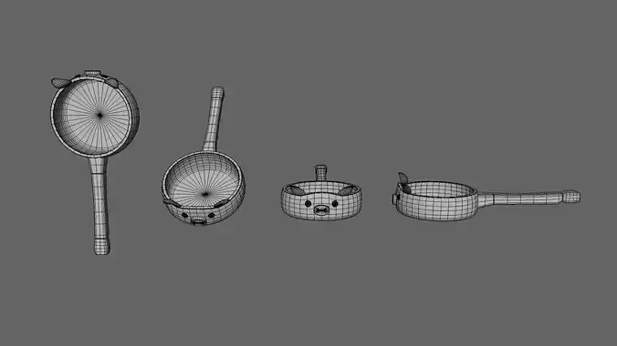 Cartoon Pig Frying Pan  Low-poly 3D model 7