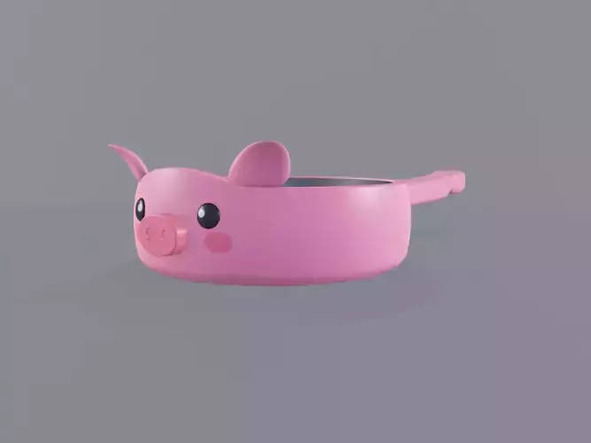 Cartoon Pig Frying Pan  Low-poly 3D model 4