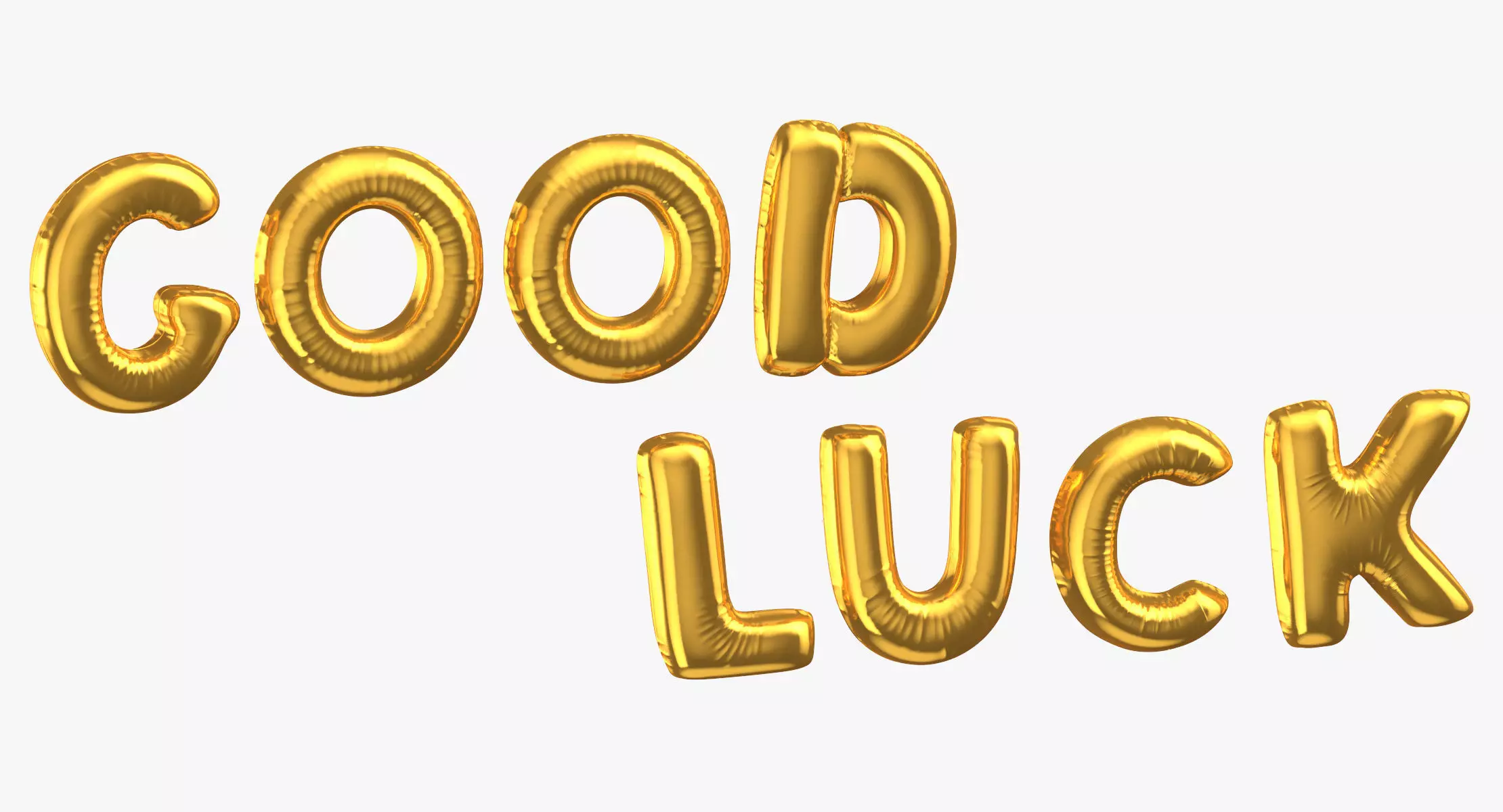 Golden Foil Balloons Words Good Luck 3D model