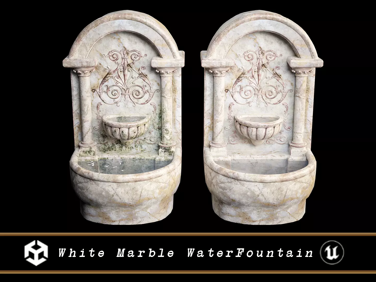 White Marble Waterfountain Low-poly 3D model