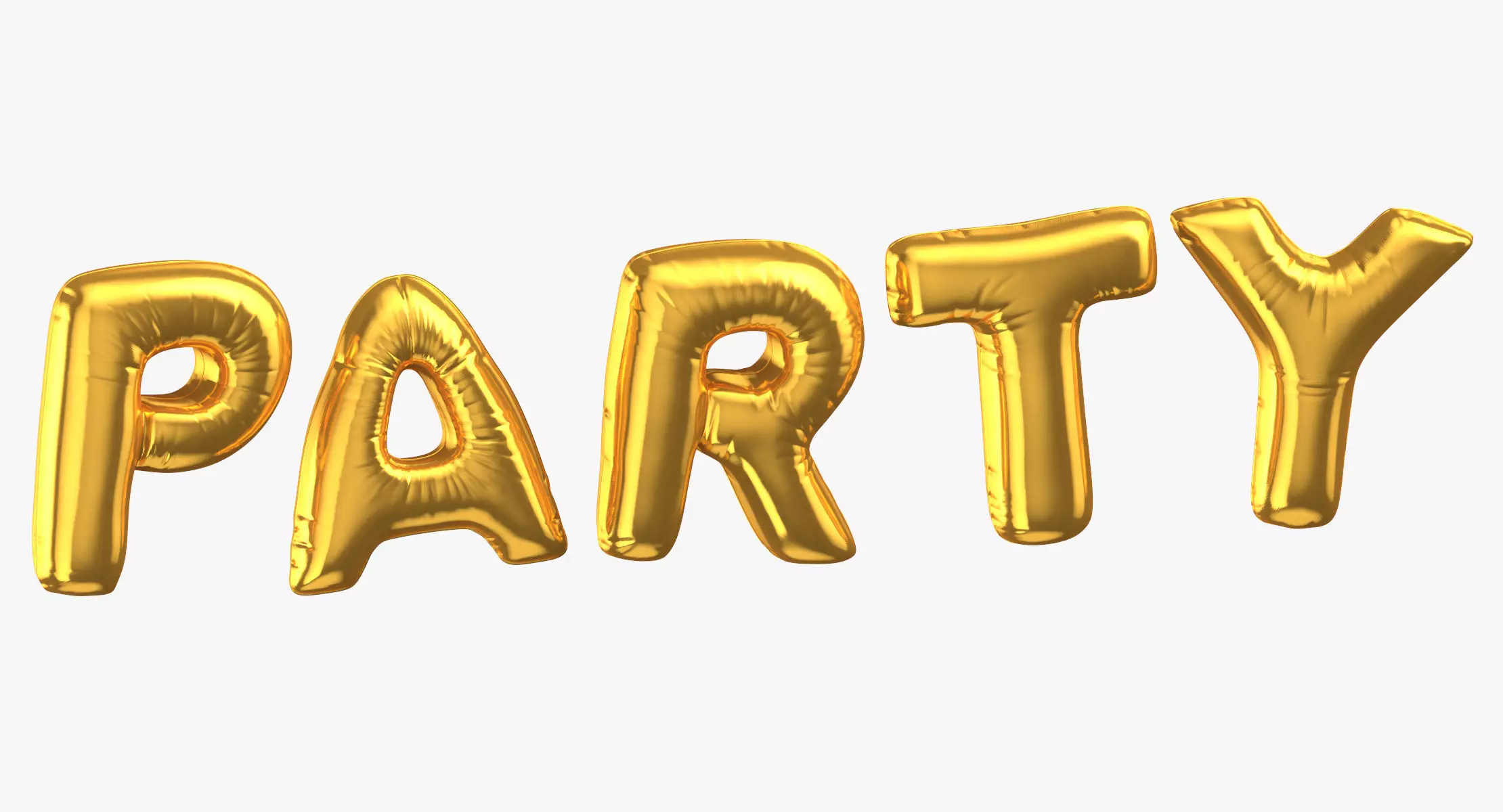 Golden Foil Balloons Words Party 3D model