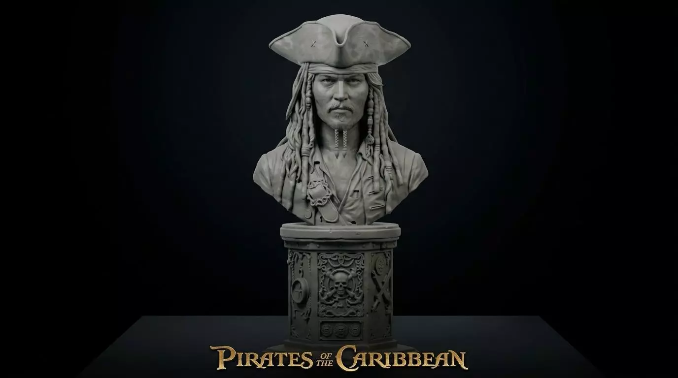 Bust Jack Sparrow Pirates of the Caribbean 3D print model