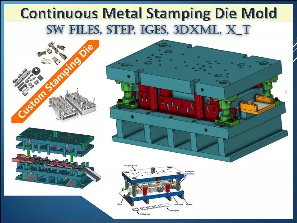 Continuous Metal Stamping Die Mold 3D CAD Model 3D model