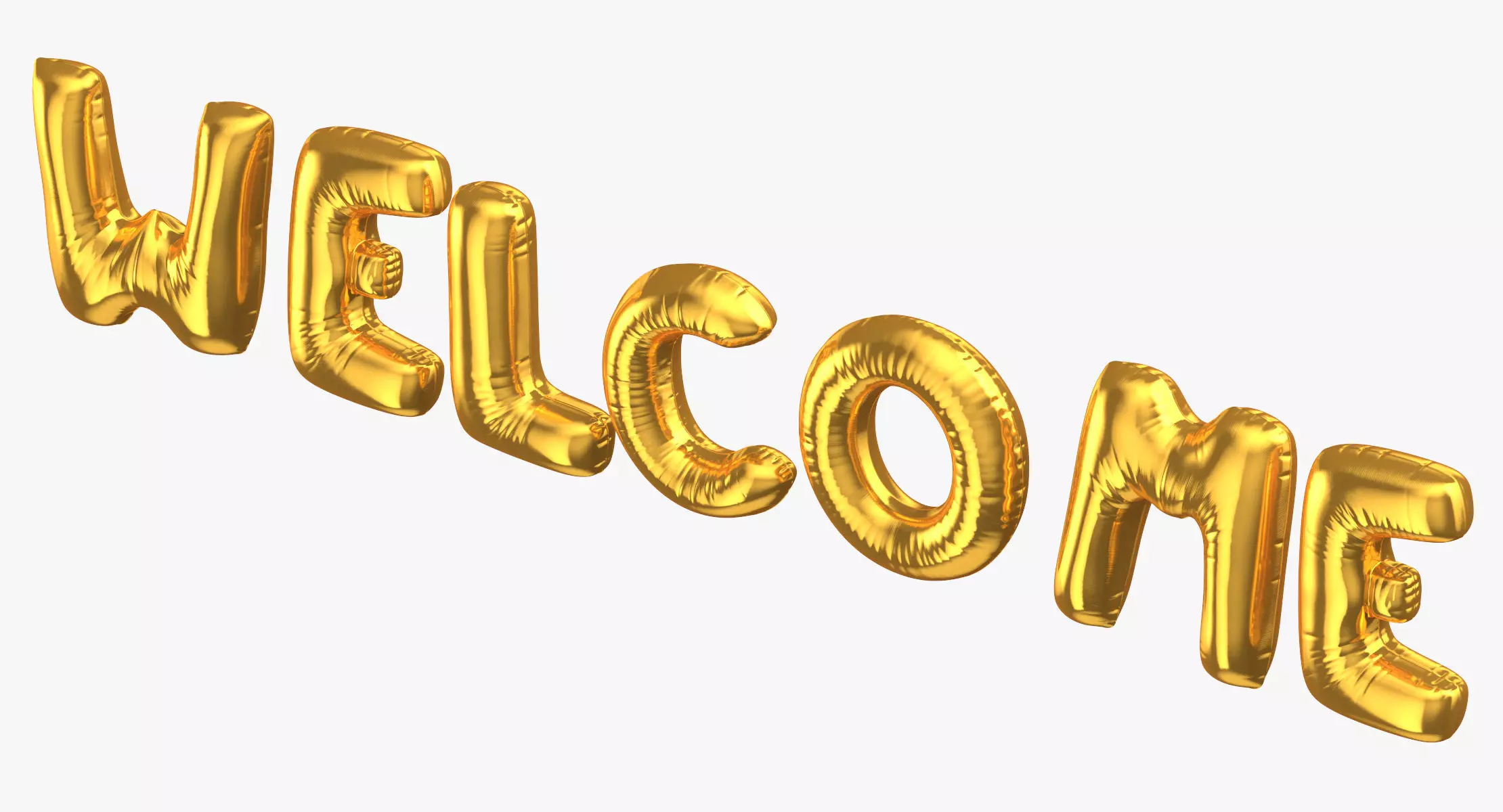 Golden Foil Balloons Words Welcome 3D model