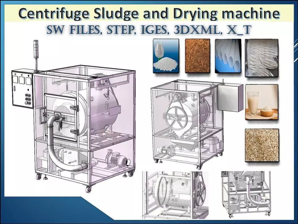 Centrifuge Sludge and Drying machine 3D CAD Model 3D model