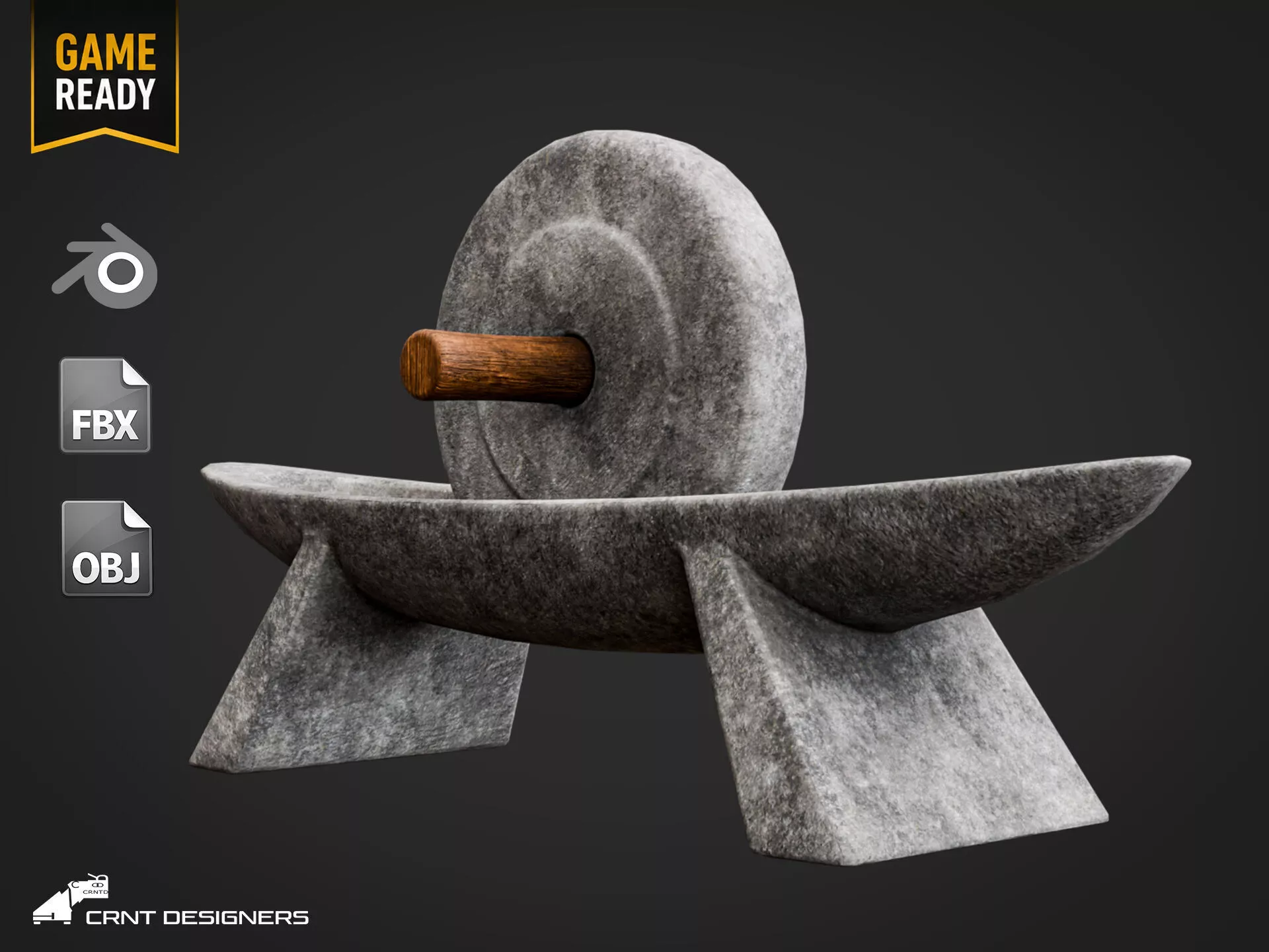 Ancient Stone Grinder - Game Ready - UE4 And UE5 Optimized Low-poly 3D model