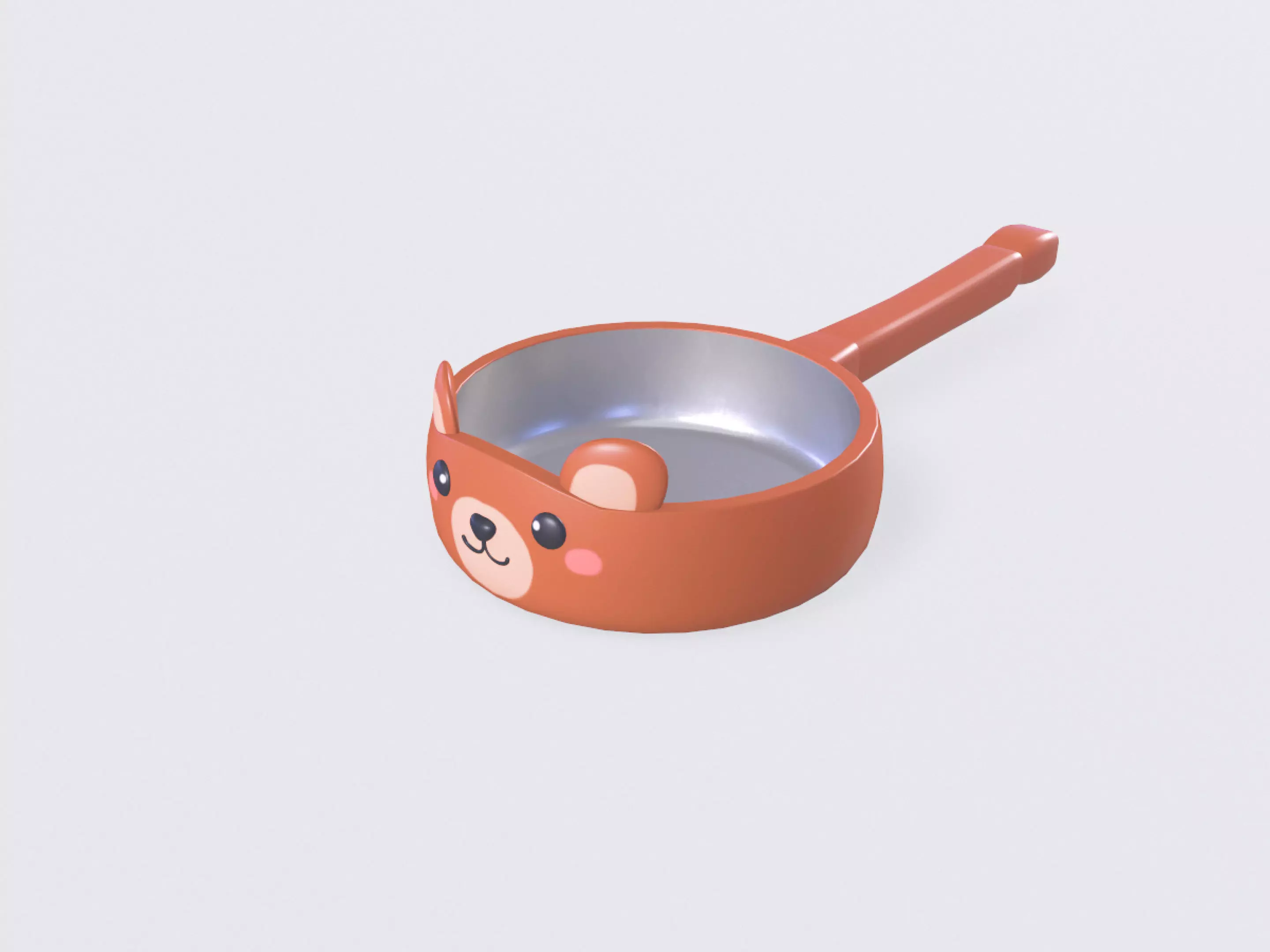 Cartoon Bear Frying Pan Low-poly 3D model