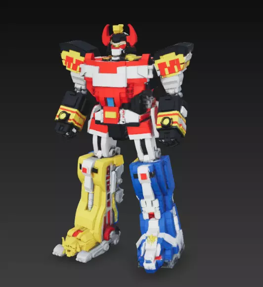 Lego Style Megazord Block Mecha Robot STL 3D print model
