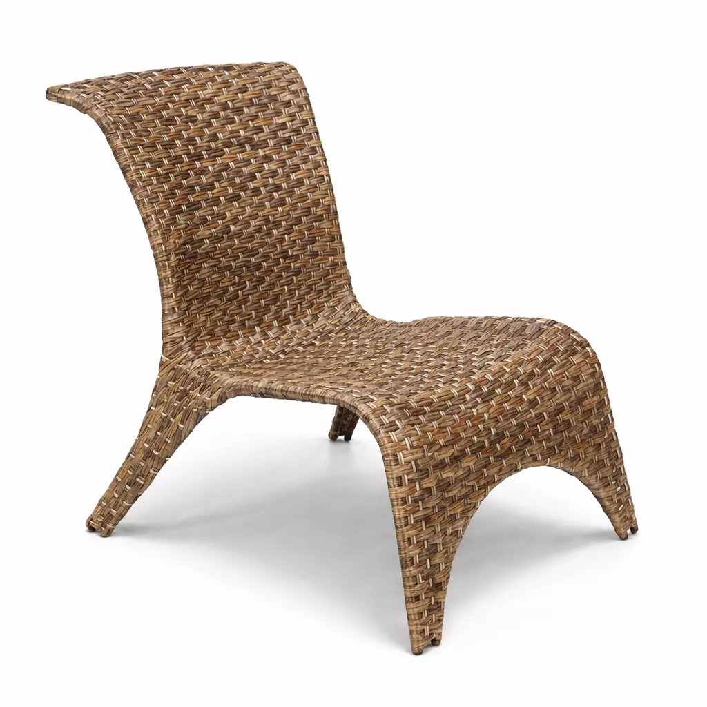 Wicker Stackable Conversation Chair Black Steel Frame Low-poly 3D model