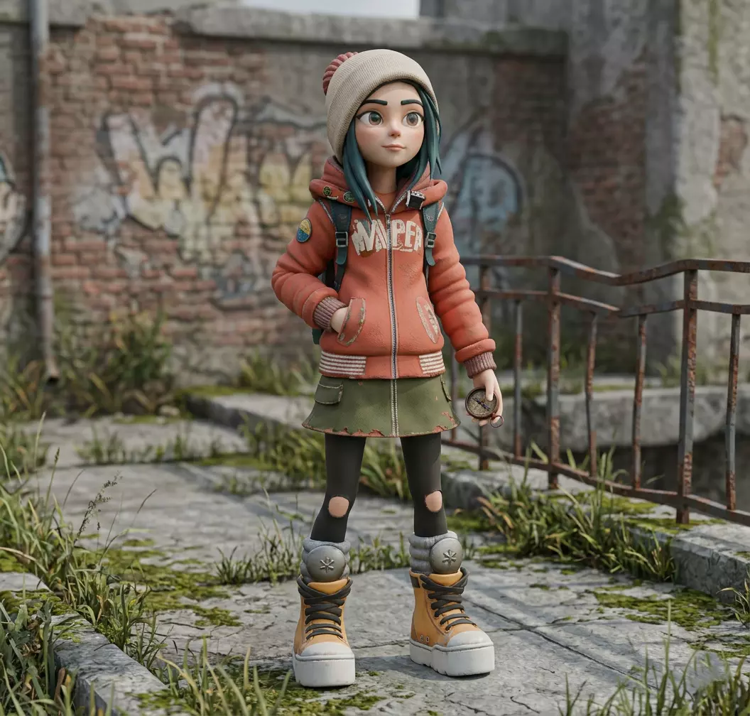 Stylized Cartoon Girl Character Rigged 3D Model Low Poly Low-poly 3D model