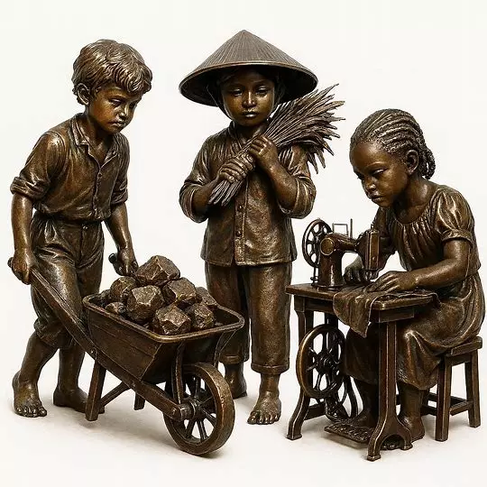 Antique Bronze Children Labor Sculptures 3D print model