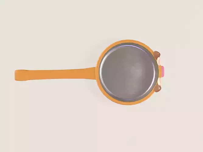 Cartoon Cow Frying Pan Low-poly 3D model 2