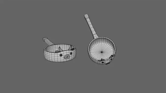 Cartoon Cow Frying Pan Low-poly 3D model 7