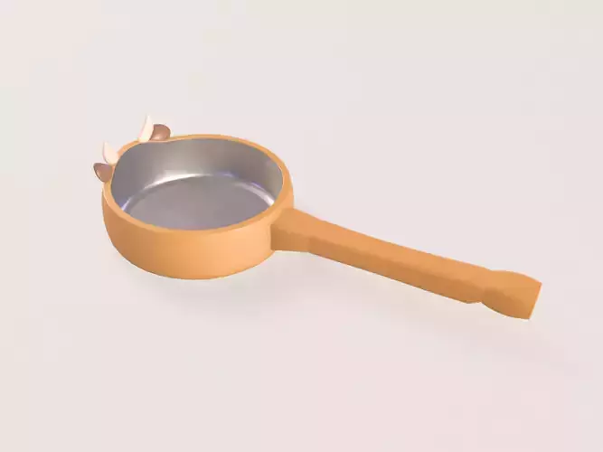 Cartoon Cow Frying Pan Low-poly 3D model 4