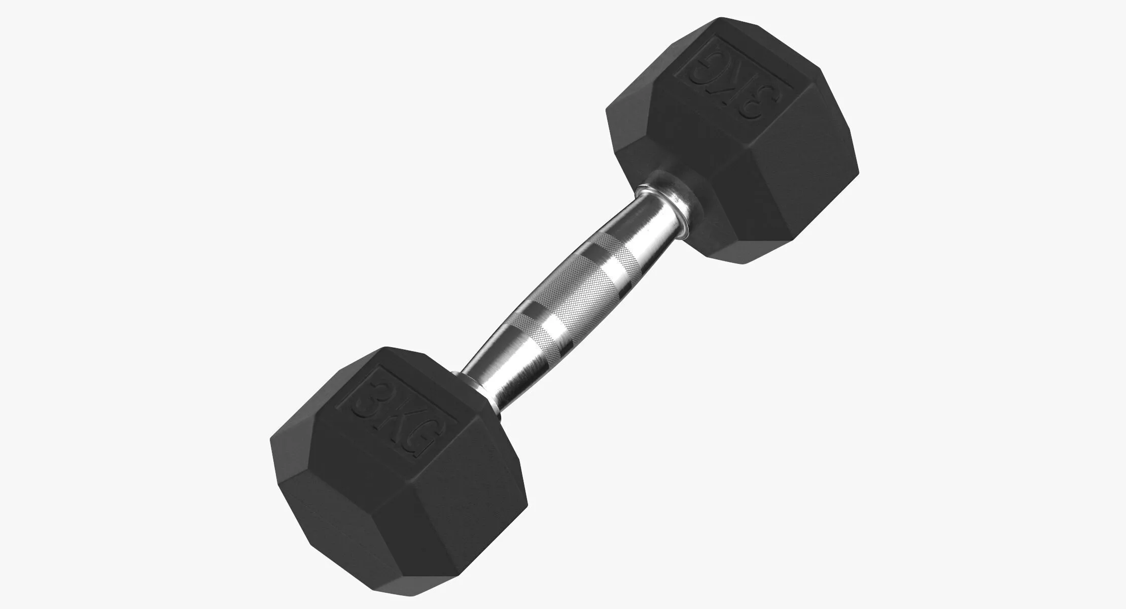 Rubber Dumbbell 3kg 3D model