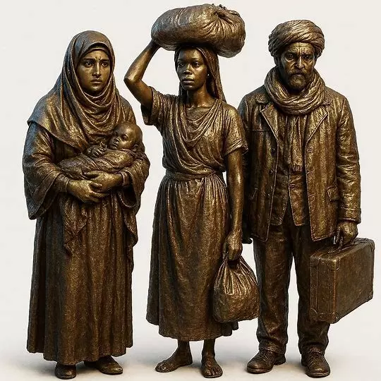 Refugee Family Bronze Statue 3D Model 3D print model