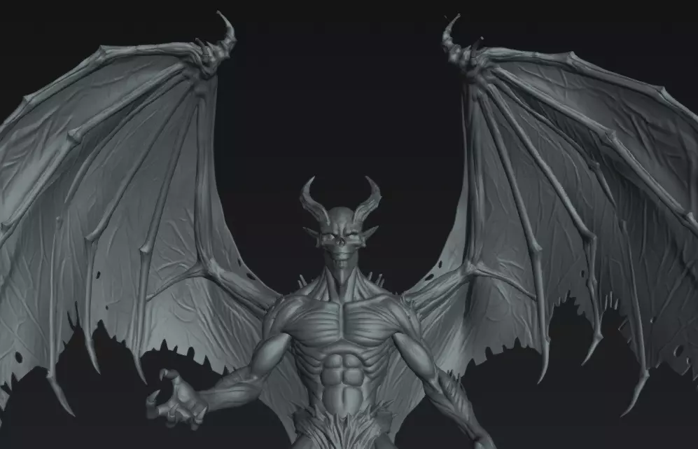Abyssal Winged Demon 75mm Resin Miniature STL 3D print model