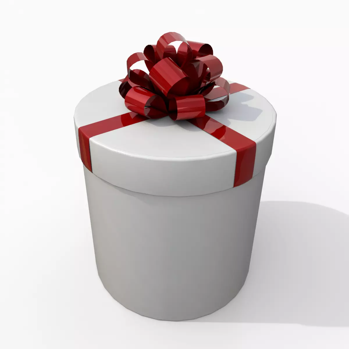 Gift Box - Round with Fixed Ribbon Rosette Low-poly 3D model