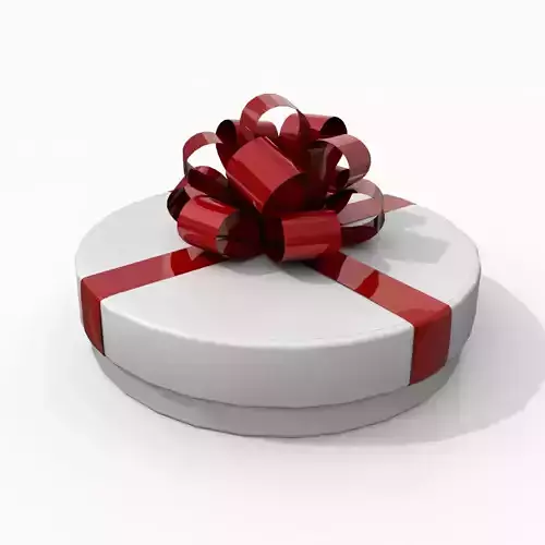 Gift Box - Flat Round with Fixed Ribbon Rosette