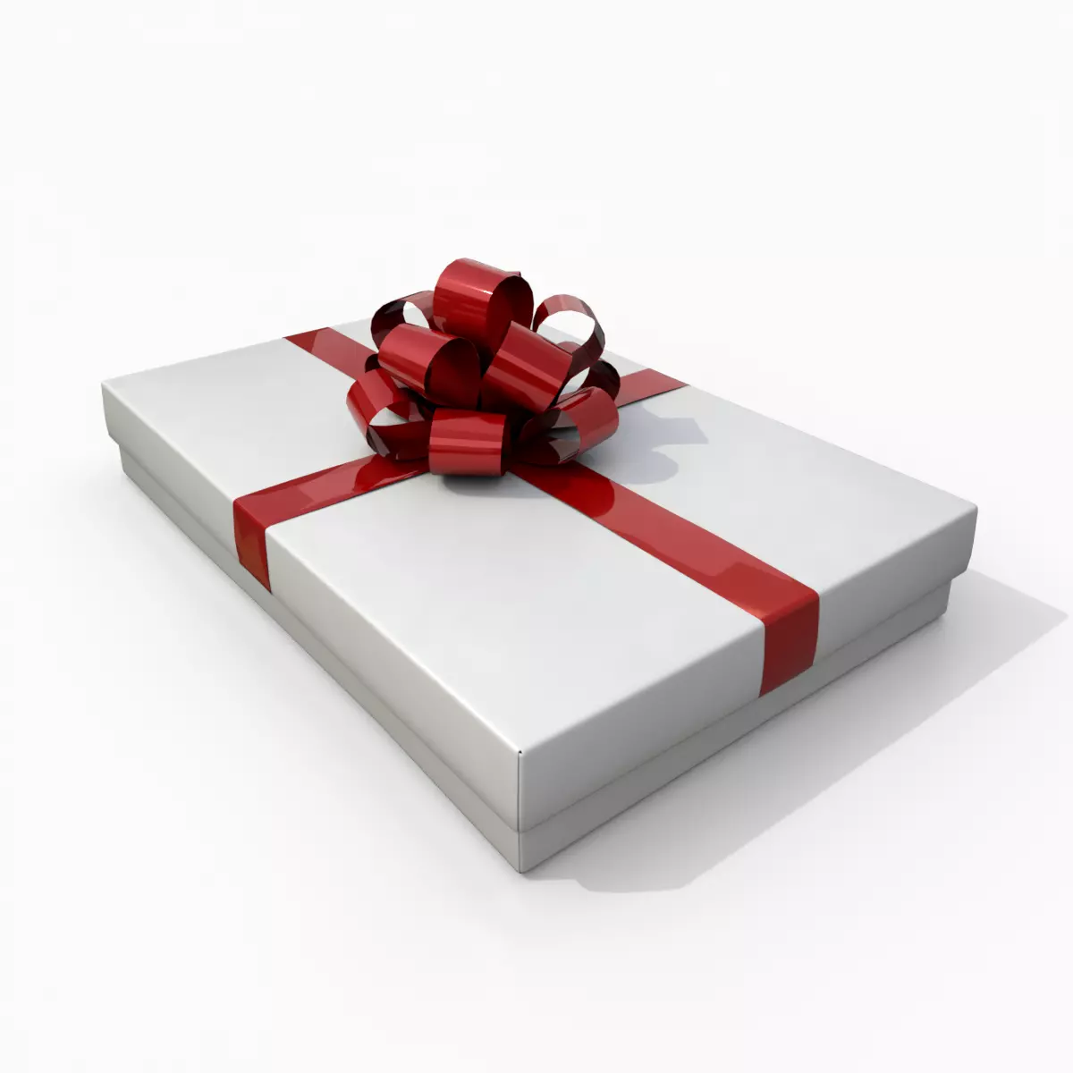 Gift Box - Flat Rectangular with Fixed Ribbon Rosette Low-poly 3D model