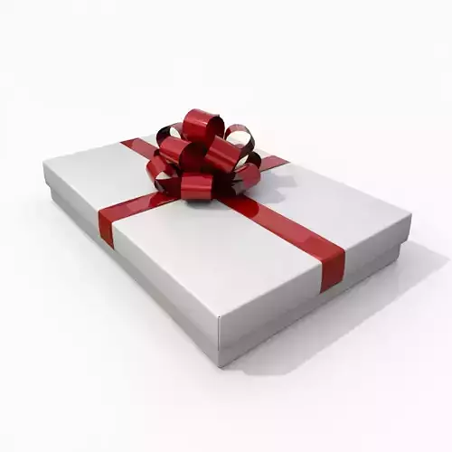 Gift Box - Flat Rectangular with Fixed Ribbon Rosette