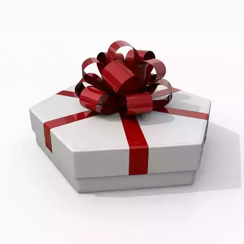 Gift Box - Flat Hexagon with Fixed Ribbon Rosette