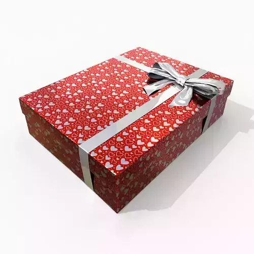 Gift Box - Wide Rectangular with Glossy Tied Ribbon Bow