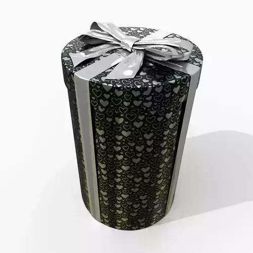 Gift Box - Tall Round with Glossy Tied Ribbon Bow