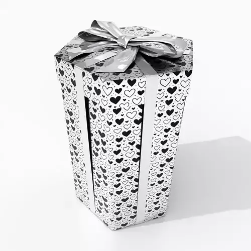 Gift Box - Tall Hexagon with Glossy Tied Ribbon Bow