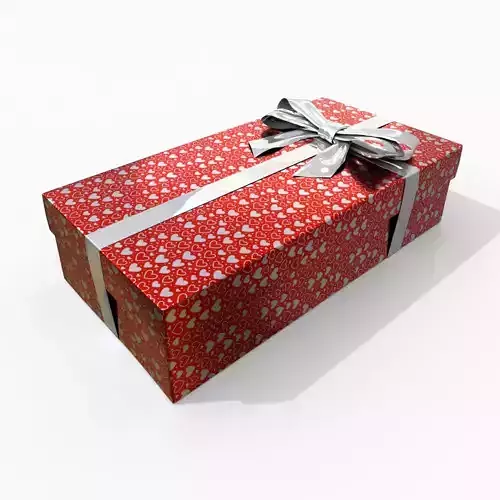 Gift Box - Low Rectangular with Glossy Tied Ribbon Bow