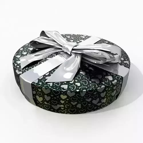 Gift Box - Flat Round with Glossy Tied Ribbon Bow