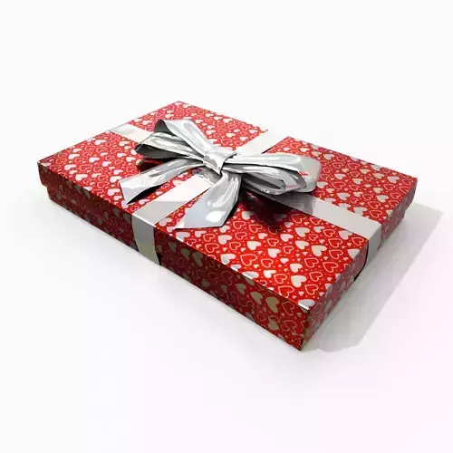 Gift Box - Flat Rectangular with Glossy Tied Ribbon Bow