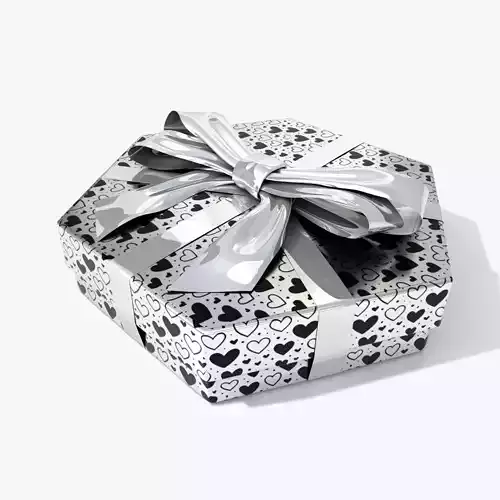 Gift Box - Flat Hexagon with Glossy Tied Ribbon Bow