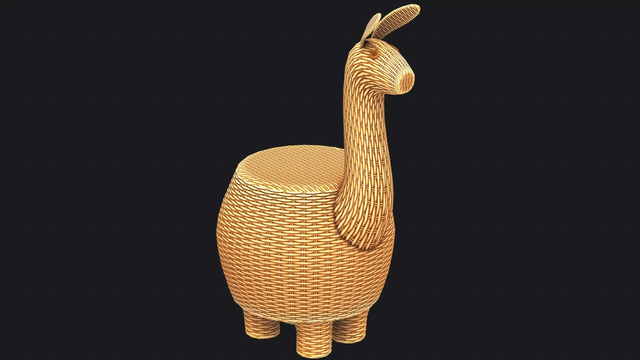 Llama Rattan Side Table Low-poly 3D model